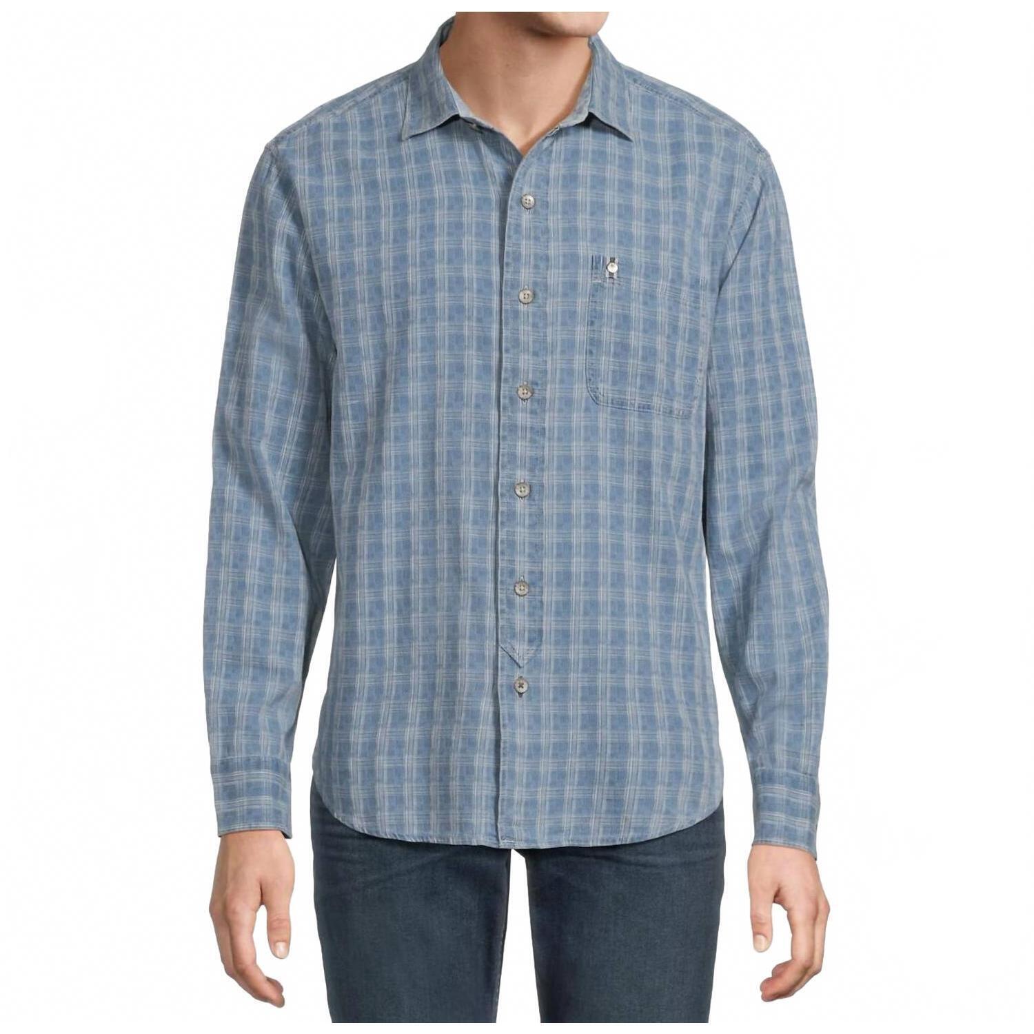New Tommy Bahama Lopez Island Check Button Front Shirt In Light Indigo